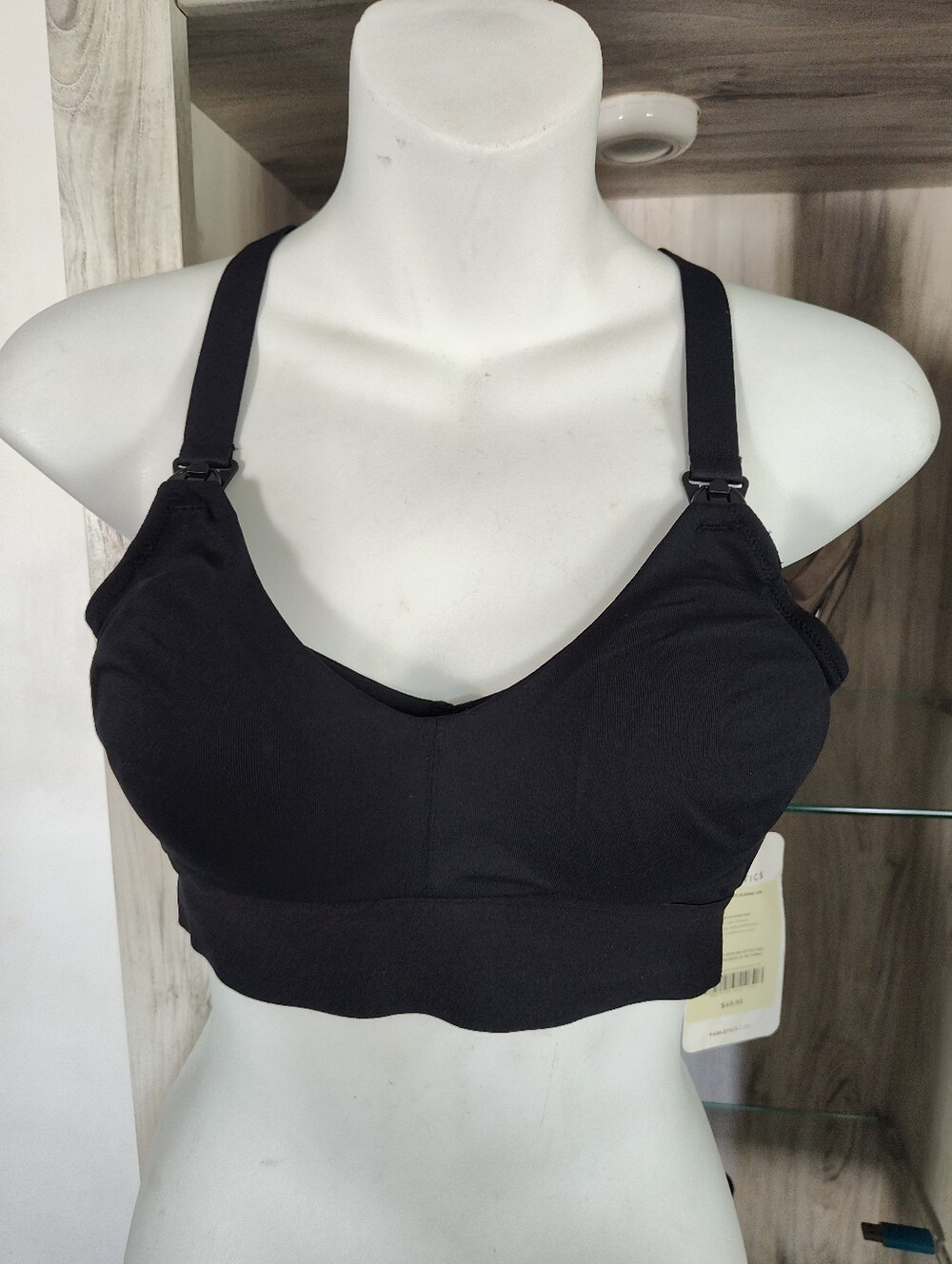Fabletics Black Seamless Nursing Sports Bra SZ Small New With Tags